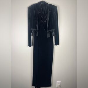 Lois Snyder Dani Max Dress & Jacket Set Velvet Size 12 Black Vintage Evening